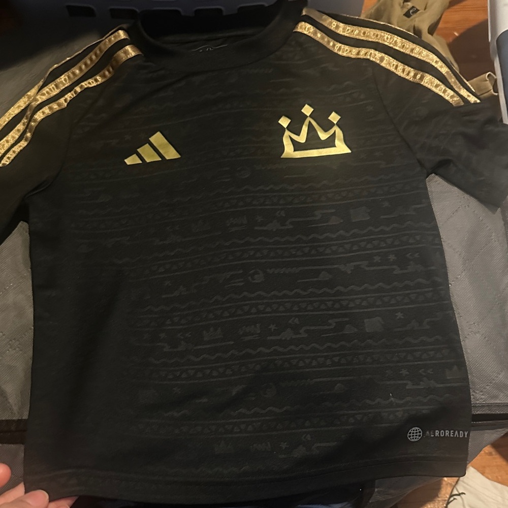 adidas Black & Gold Crown Graphic Kids Jersey